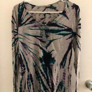 ANTHROPOLOGIE Language Tie Dye Top Chiffon - Med